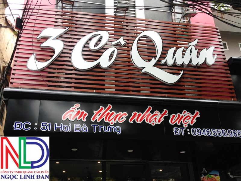 Quảng cáo quán ăn và nhà hàng ấn tượng với chữ nổi mica
