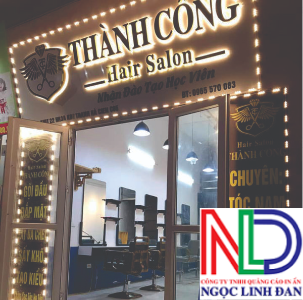 Spa và salon tóc nên chọn bảng hiệu chữ nổi inox vàng bóng hay bảng hiệu đèn led hiện đại?