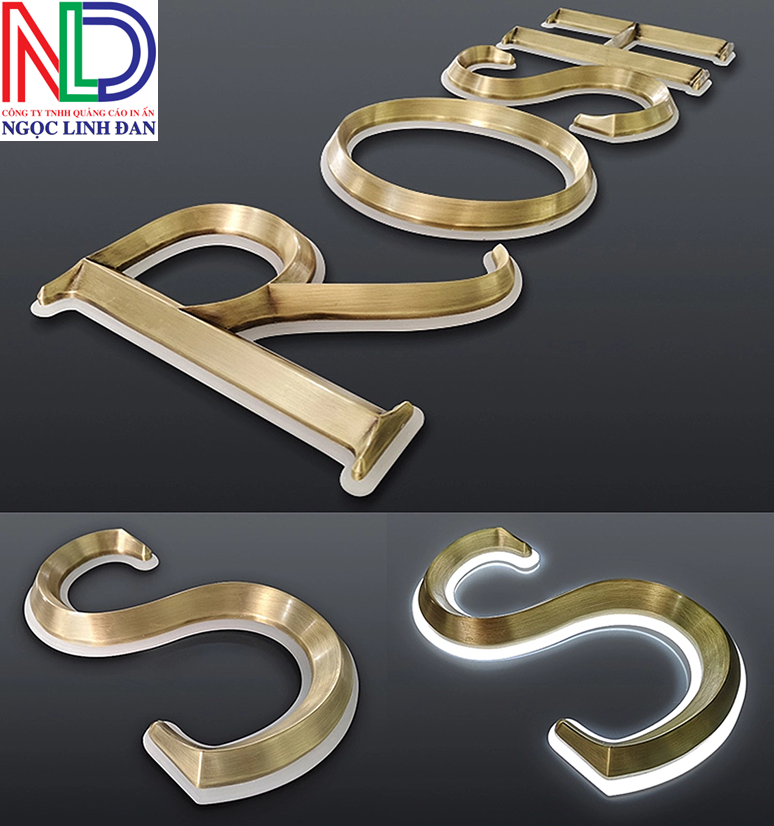 Chữ nổi inox vàng bóng - Đẳng cấp và bền vững theo thời gian
