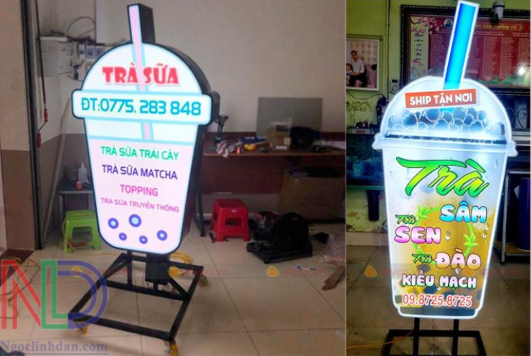 Thiết kế hộp đèn mica độc đáo cho quán trà sữa hút khách