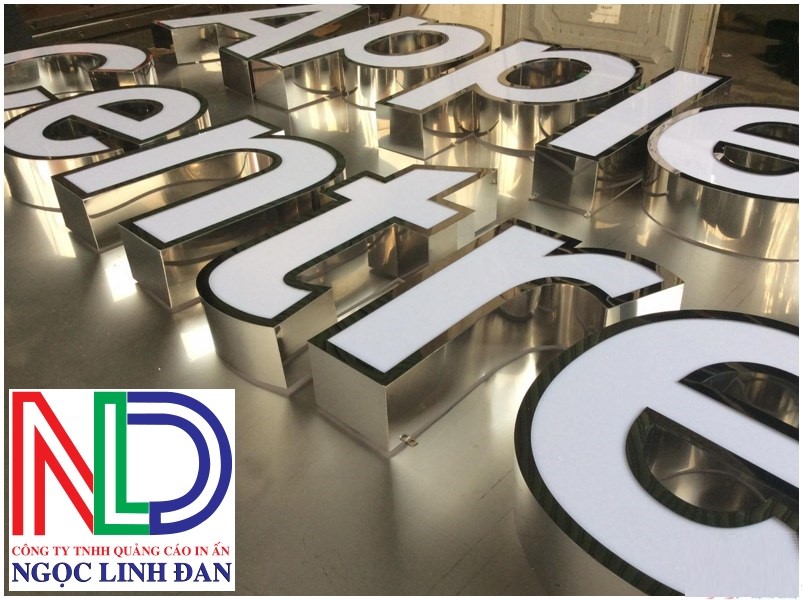 Thiết kế thi công chữ Inox trắng bóng